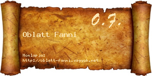 Oblatt Fanni névjegykártya